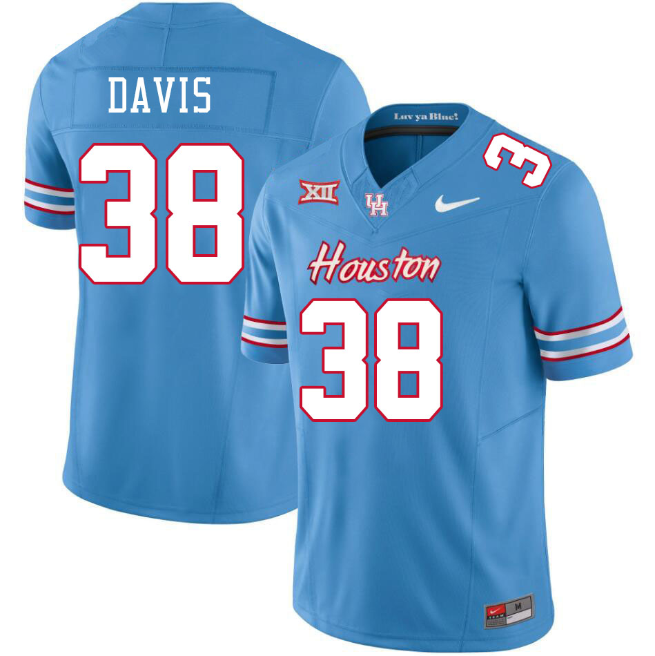 Men #38 Aaron Davis Houston Cougars College Football Jerseys Stitched-Oilers